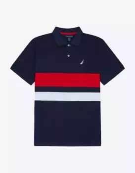 Мужская классическая рубашка поло с коротким рукавом Nautica, тёмно-синий