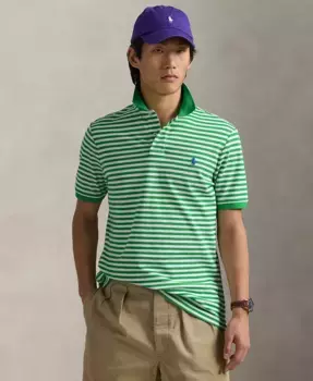 Мужская классическая рубашка-поло в полоску из сетки Polo Ralph Lauren, зеленый
