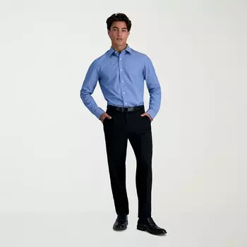 Мужская классическая рубашка приталенного кроя Haggar Premium Comfort, устойчивая к морщинам, цвет Tonal Blue Check