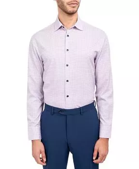 Мужская классическая рубашка приталенного кроя в клетку стрейч ConStruct, красный