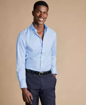 Мужская классическая рубашка Puppytooth с тонкой посадкой, не требующая глажки Charles Tyrwhitt, синий