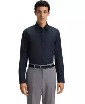 Мужская классическая рубашка Regular-Fit из стрейч-поплина Hugo Boss, синий