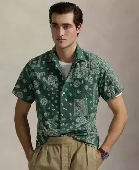 Мужская классическая рубашка с бандана-принтом Camp Shirt Polo Ralph Lauren, мультиколор