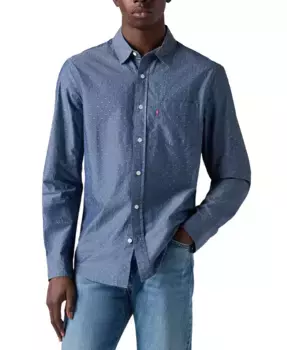 Мужская классическая рубашка с длинным рукавом и одним карманом Regular Fit Levi's, синий