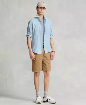 Мужская классическая рубашка с длинным рукавом из шамбре Polo Ralph Lauren, синий