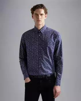 Мужская классическая рубашка с фантазийным воротником Paul & Shark, темно-синий