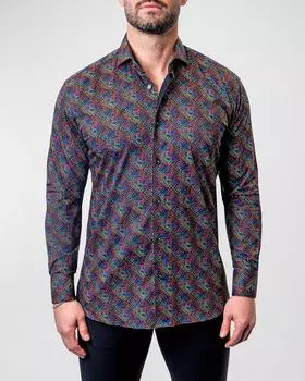 Мужская классическая рубашка с медальонами Einstein Diamond Maceoo, цвет Multi