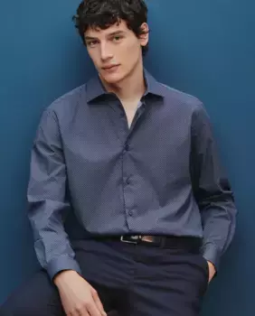 Мужская классическая рубашка с микропринтом Dustin, синий