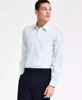 Мужская классическая рубашка с прямым кроем, отложным воротником и клетчатым узором из ткани pinpoint, не требующая глажки Brooks Brothers, синий