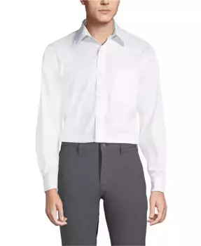 Мужская классическая рубашка с прямым воротником из ткани Supima, не требующая глажки Lands' End, белый