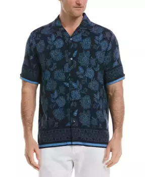 Мужская классическая рубашка с текстурным узором пейсли и пуговицами Camp Shirt Cubavera, синий