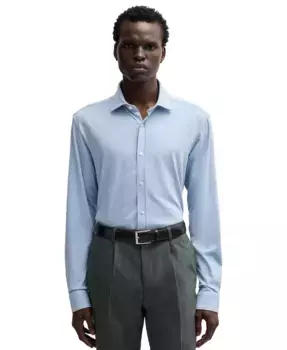 Мужская классическая рубашка Slim-Fit Hugo Boss, синий