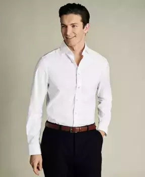 Мужская классическая рубашка Slim-Fit из поплина Charles Tyrwhitt, белый