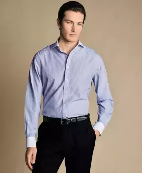 Мужская классическая рубашка Slim-Fit в полоску Charles Tyrwhitt, синий