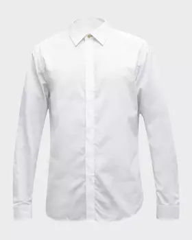 Мужская классическая рубашка со скрытой планкой и полосатыми манжетами Paul Smith