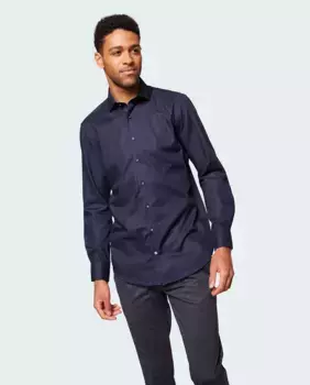 Мужская классическая рубашка со структурой Pierre Cardin, темно-синий