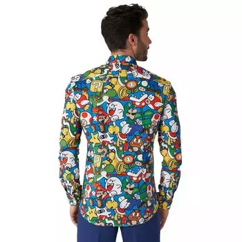 Мужская классическая рубашка современного кроя OppoSuits Super Mario