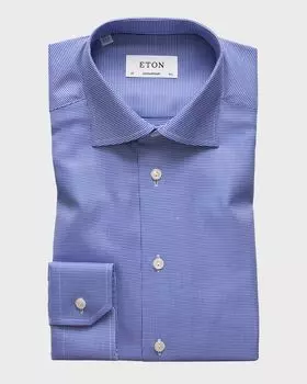 Мужская классическая рубашка современного кроя с узором «гусиные лапки» Eton, цвет Navy