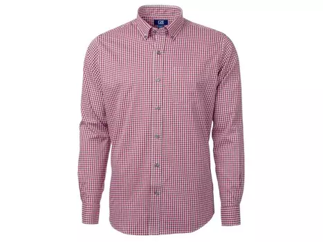Мужская классическая рубашка стрейч с длинными рукавами в разноцветную клетку Cutter & Buck Versatech, красный