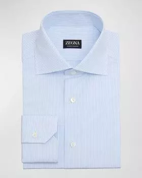Мужская классическая рубашка Trofeo Comfort в полоску из хлопка ZEGNA, цвет Bright Blue Stripe