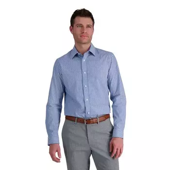 Мужская классическая рубашка узкого кроя Haggar Premium Comfort, устойчивая к морщинам, цвет Blue Stripe