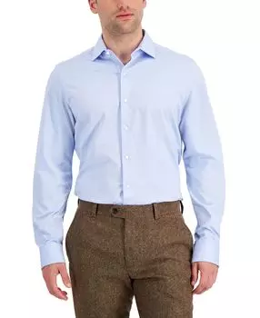 Мужская классическая рубашка узкого кроя из эластичного однотонного трикотажа пике, созданная для macy's Bar III