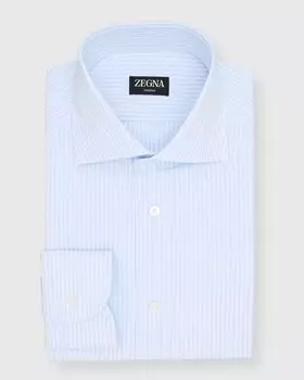 Мужская классическая рубашка в хлопковую полоску Trofeo ZEGNA, цвет Bright Blue Stripe