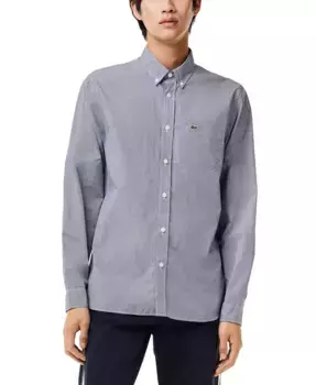 Мужская классическая рубашка в клетку Gingham на пуговицах Lacoste, синий