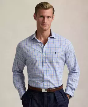 Мужская классическая рубашка в клетку Performance Polo Ralph Lauren, синий