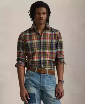 Мужская классическая рубашка в клетку Performance Polo Ralph Lauren, синий