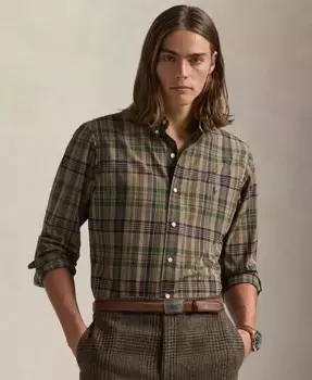 Мужская классическая рубашка в клетку Performance Polo Ralph Lauren, коричневый/бежевый