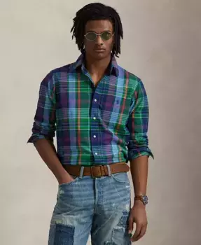 Мужская классическая рубашка в клетку Performance Polo Ralph Lauren, зеленый