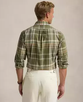 Мужская классическая рубашка в клетку Performance Polo Ralph Lauren, зеленый