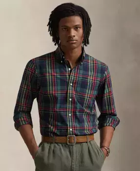 Мужская классическая рубашка в клетку Performance Polo Ralph Lauren, синий