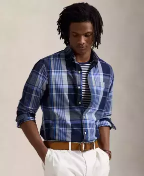 Мужская классическая рубашка в клетку Performance Polo Ralph Lauren, синий