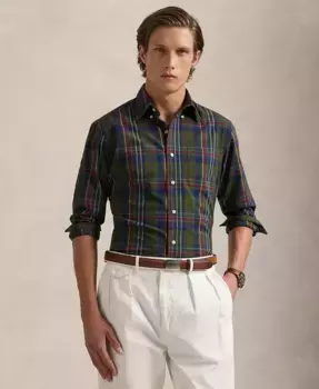 Мужская классическая рубашка в клетку Performance Polo Ralph Lauren, зеленый
