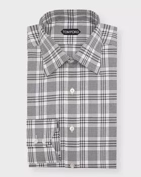 Мужская классическая рубашка в клетку узкого кроя TOM FORD, цвет Combo Black