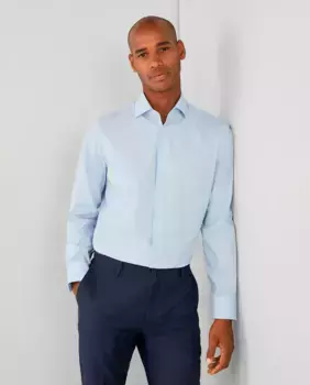 Мужская классическая рубашка в тонкую синюю мини-полоску больших размеров Hackett