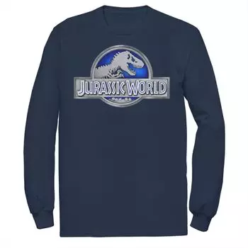 Мужская классическая синяя футболка Jurassic World Fossil с графическим логотипом и длинными рукавами Licensed Character