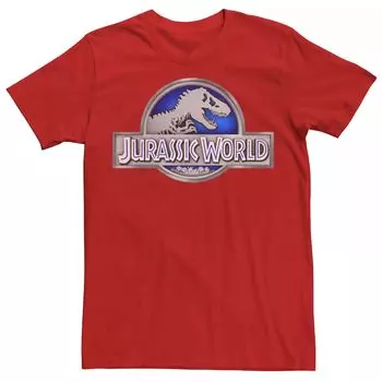 Мужская классическая синяя футболка Jurassic World с графическим логотипом Fossil, Red Licensed Character, красный