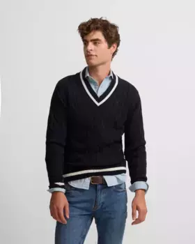 Мужская классическая студенческая темно-синяя полосатая майка Silbon, тёмно-синий