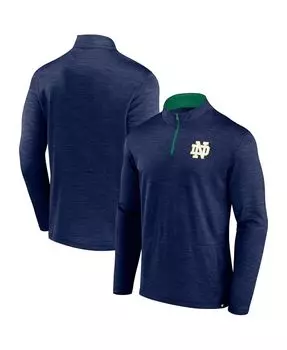 Мужская классическая темно-синяя футболка с фирменным логотипом Notre Dame Fighting Irish Homefield с молнией четверть четверти Fanatics
