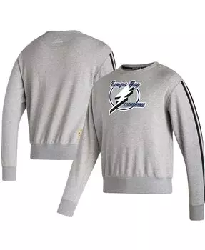 Мужская классическая толстовка с пуловером tampa bay lightning team цвета меланжевого серого цвета в винтажном стиле adidas, мульти