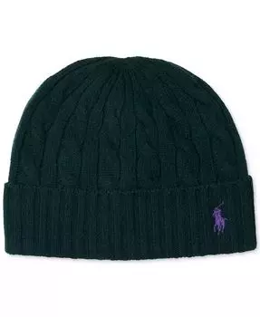 Мужская классическая вязаная шапка-бини Polo Ralph Lauren, зеленый