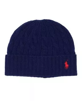 Мужская классическая вязаная шапка-бини Polo Ralph Lauren, синий