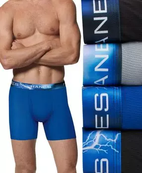 Мужская классика Ultimate X-Temp, 4 шт. Трусы-боксеры из влагоотводящей сетки Hanes