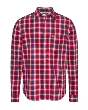 Мужская клетчатая поплиновая рубашка Tommy Jeans, красный