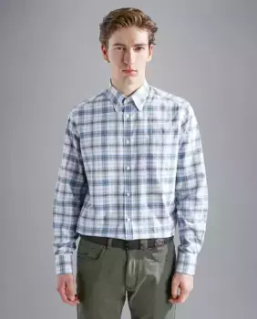 Мужская клетчатая рубашка на пуговицах Paul & Shark, бежевый