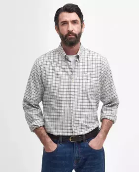 Мужская клетчатая рубашка с длинными рукавами Barbour, темно-синий