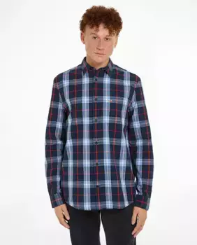 Мужская клетчатая рубашка с длинными рукавами Tommy Jeans, темно-синий